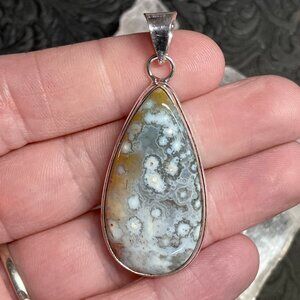 Beautiful Druze Ocean Jasper Pendant Stone Crystal Jewelry